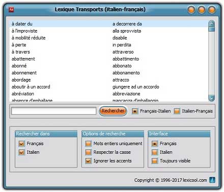 Glossary of transport terminology (French <-> Italian)